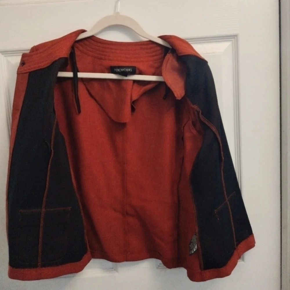 Perceptions Petite Blazer Rust Orange Women's 8 P Autumn Fall Classic Career EUC